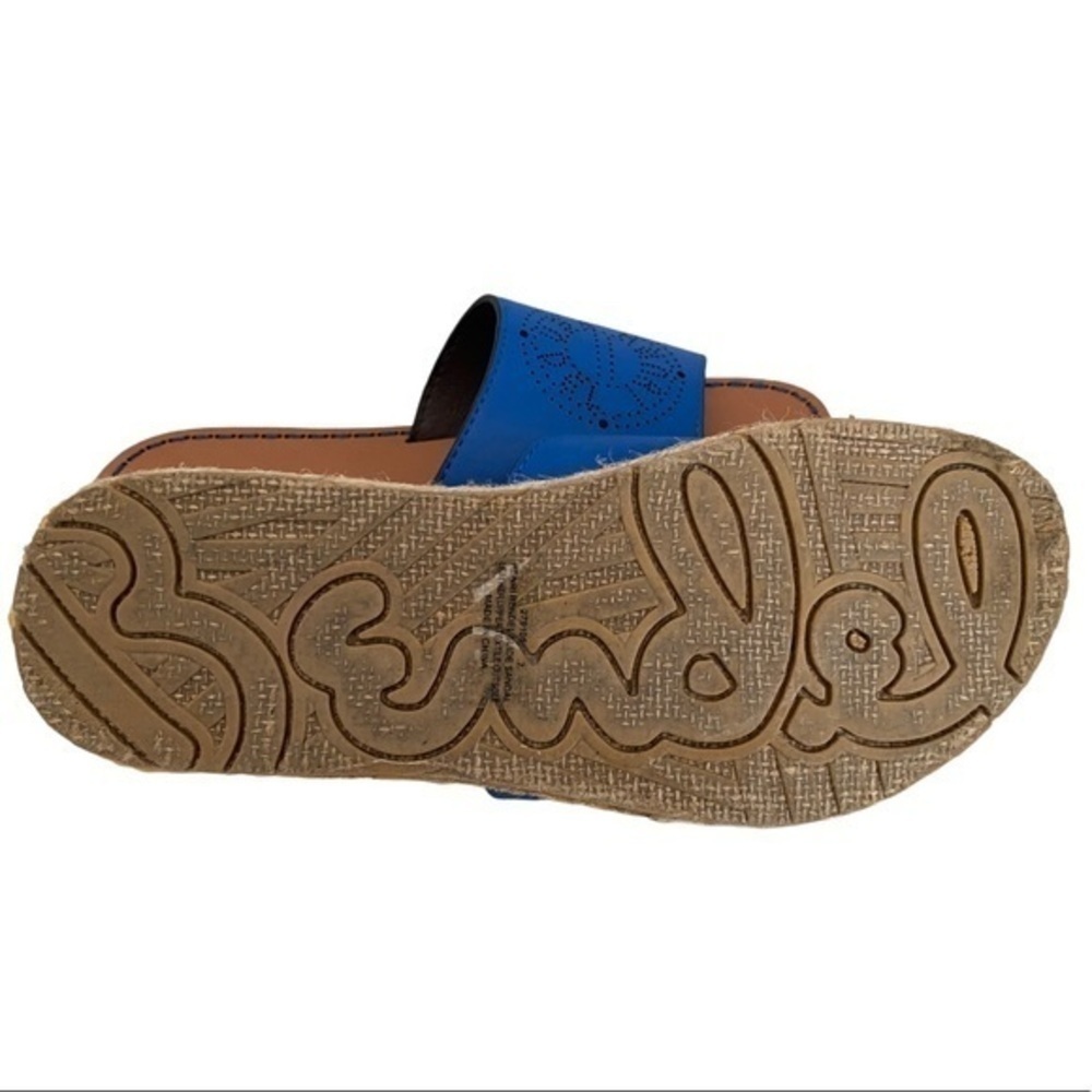Henri Bendel Blue Leather Slide Sandals - Picture 6 of 7